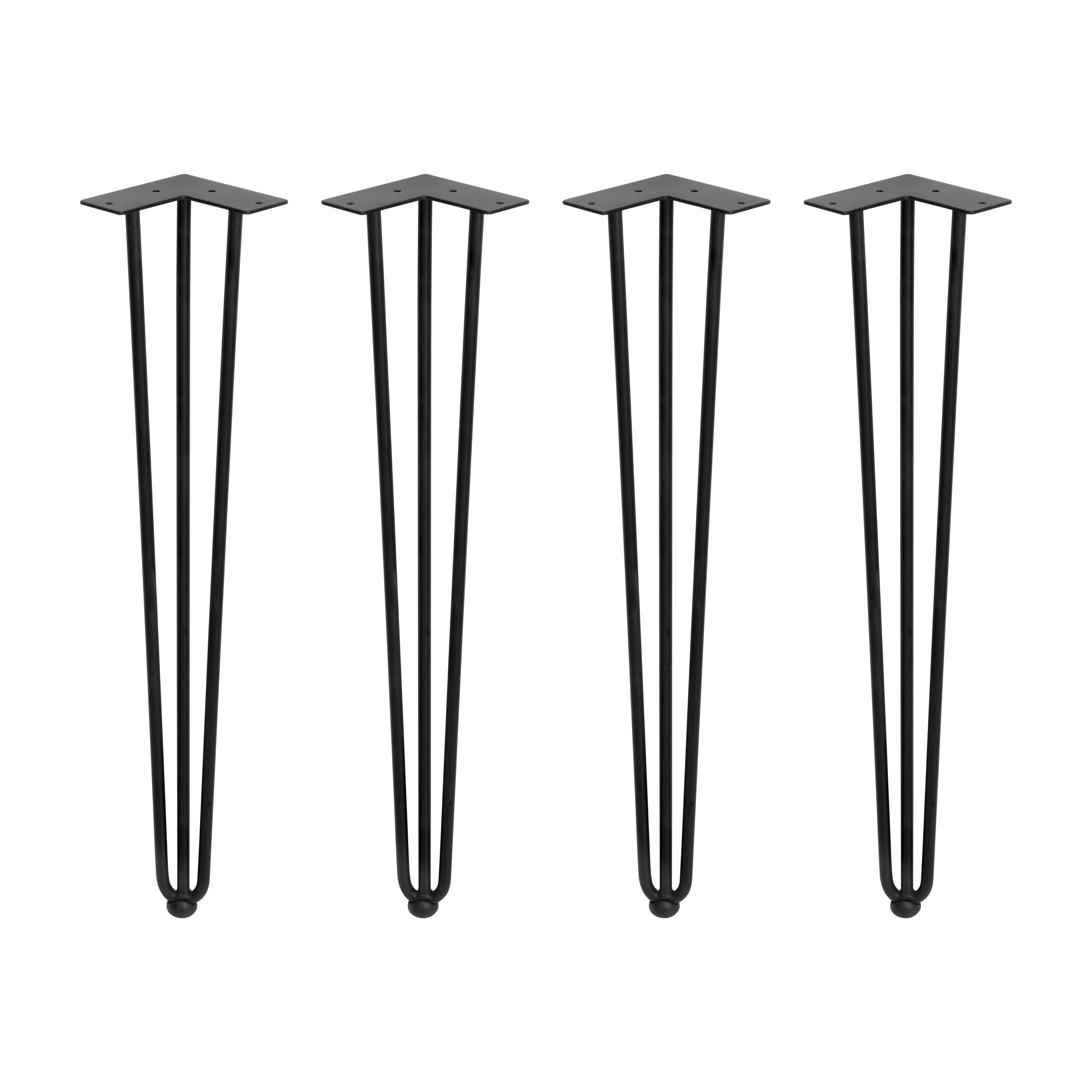 Set di Gambe Hairpin di 3 Bastoncini per Tavolo H710 Verniciato Nero Acciaio Emuca