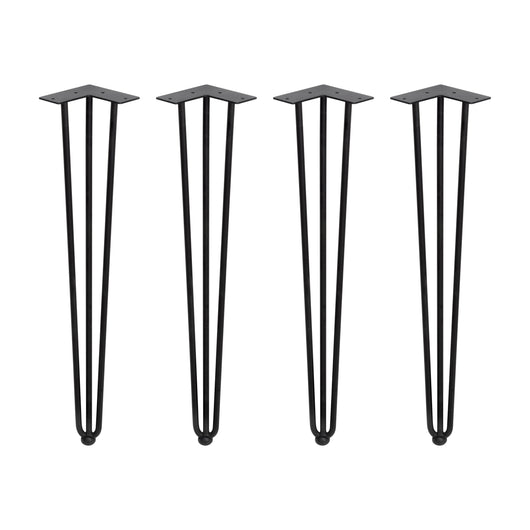 Set di Gambe Hairpin di 3 Bastoncini per Tavolo H710 Verniciato Nero Acciaio Emuca