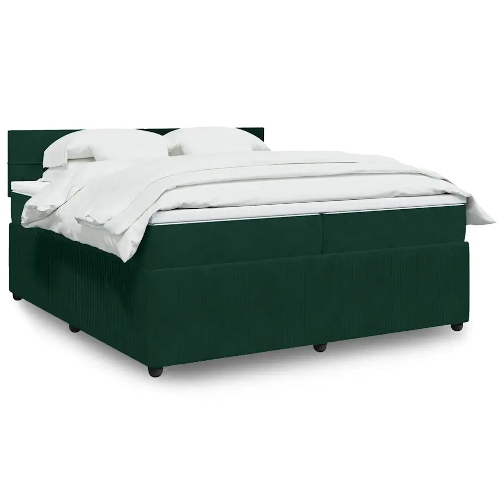 Giroletto a Molle con Materasso Verde Scuro 200x200 cm Velluto 3287833