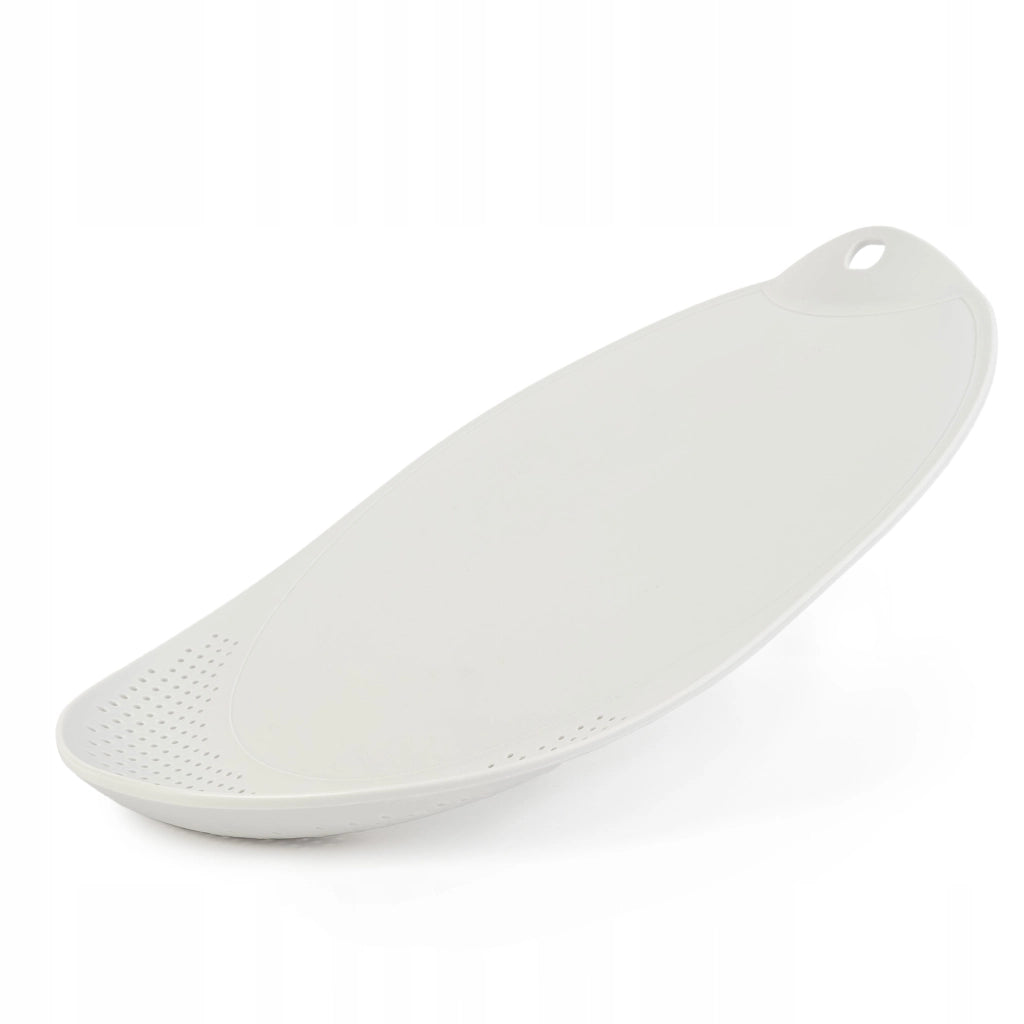 Tagliere da cucina in plastica KADAX con scolapiatti e manico, bianco, 38x25 cm
