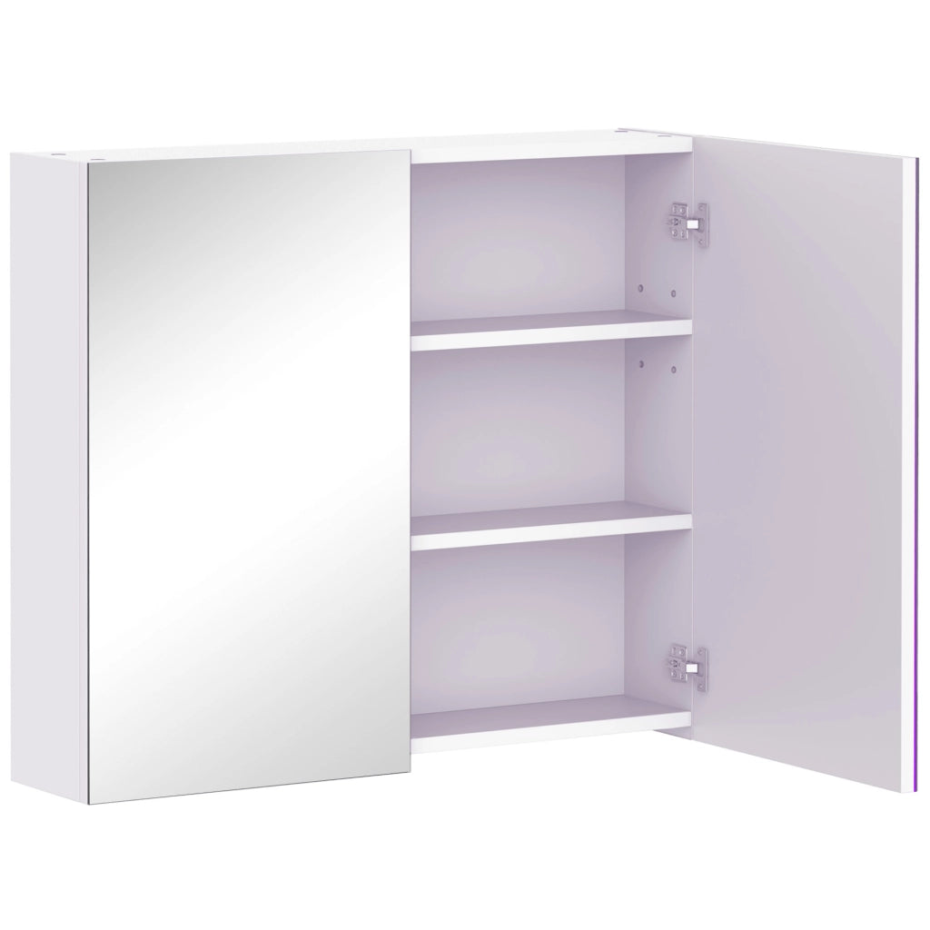 Armadietto da bagno con specchio e ripiano regolabile ¨C zephmum ¨C 70x60 cm bianco