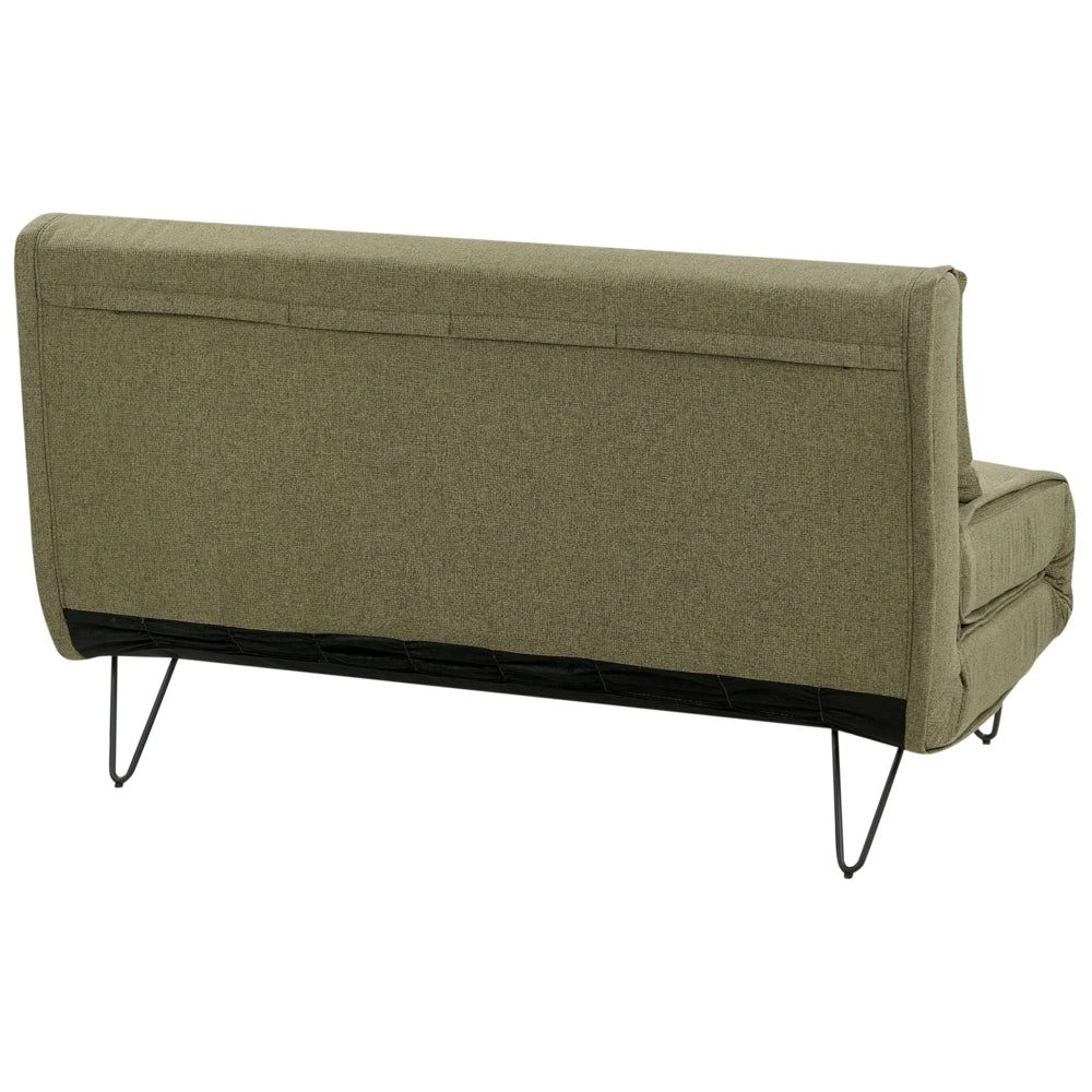 Divano letto 2 posti glamour con cuscini tessuto verde oliva Sfoderabile senza braccioli