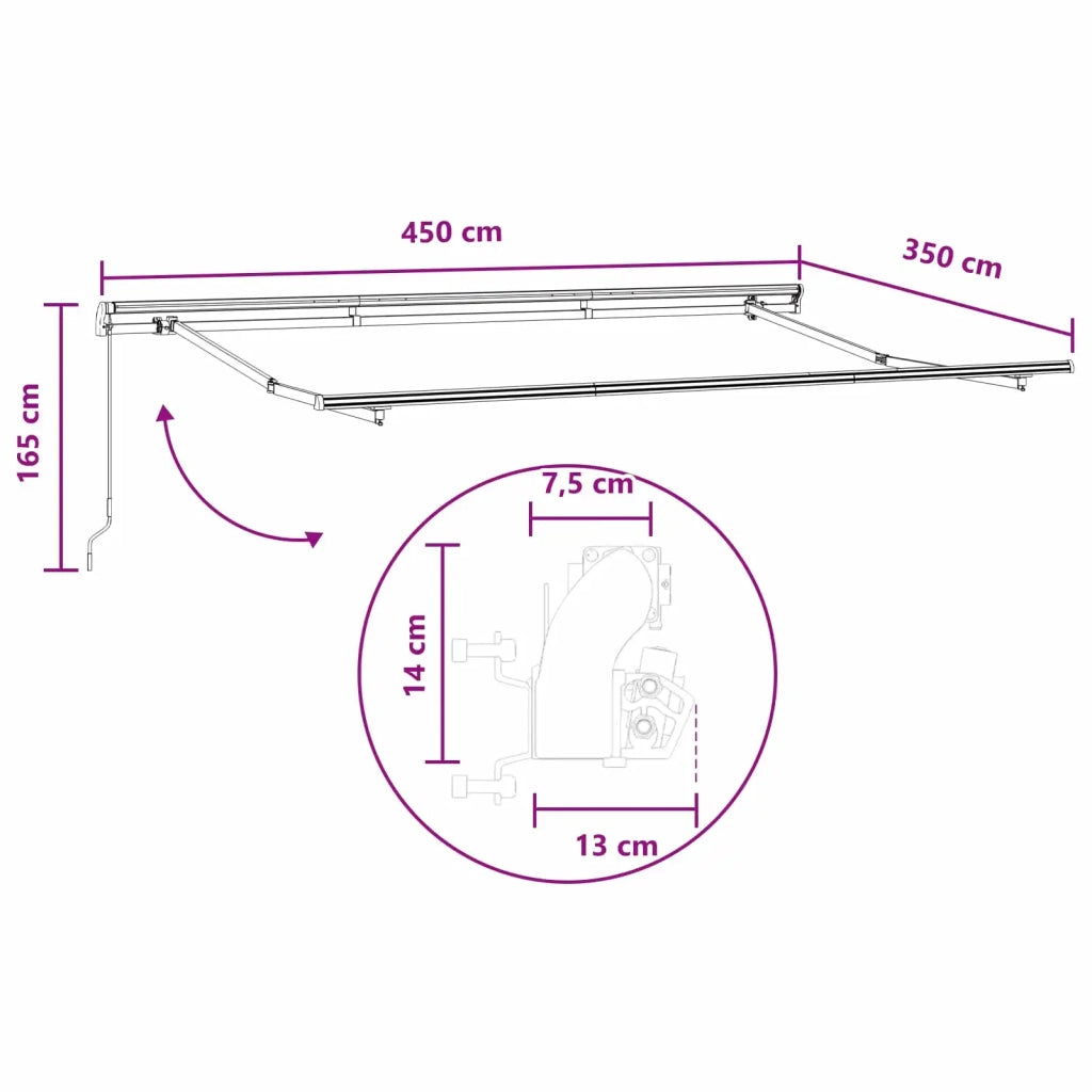 Tenda retrattile Tortora 450 × 350 cm Poliestere e Alluminio 3426269