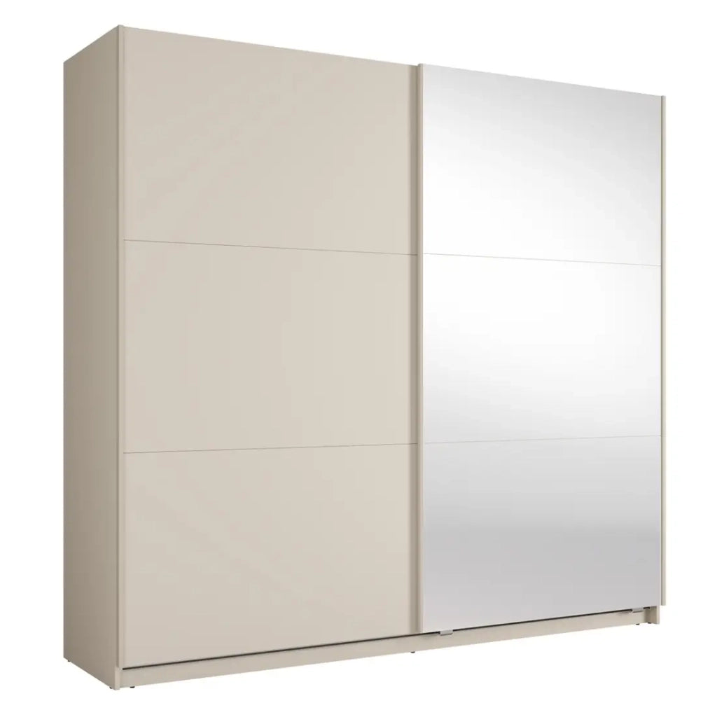 Armadio VENEZIA con cabina armadio aperta LED e specchi cachemire 221 cm