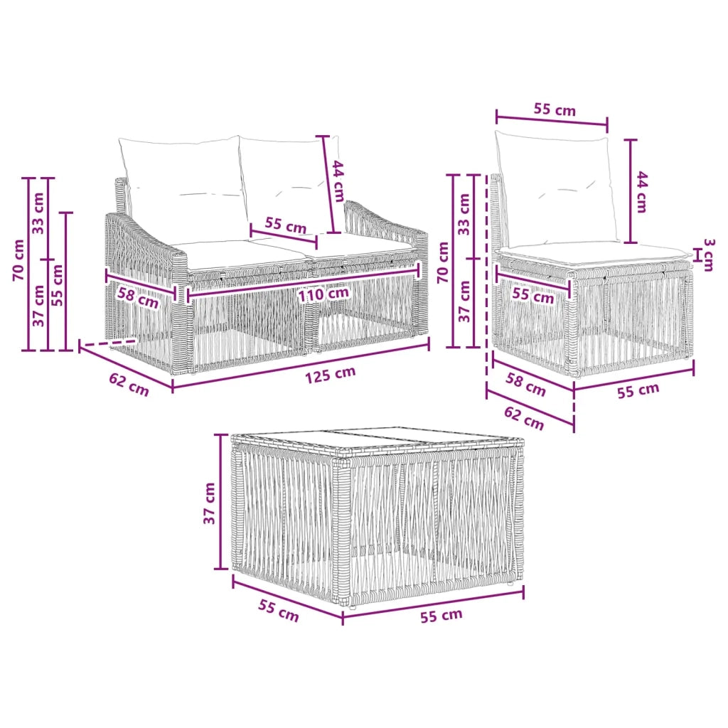 Set Divano da Giardino 6 pz Nero polyrattan 3435934