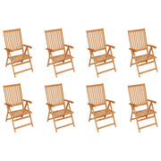 Sedie Reclinabili da Giardino con Cuscini 8 pz Massello di Teak 3072541