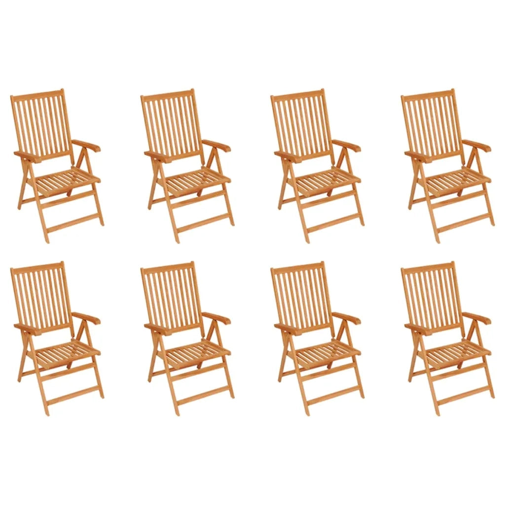 Sedie Reclinabili da Giardino con Cuscini 8 pz Massello di Teak 3072541
