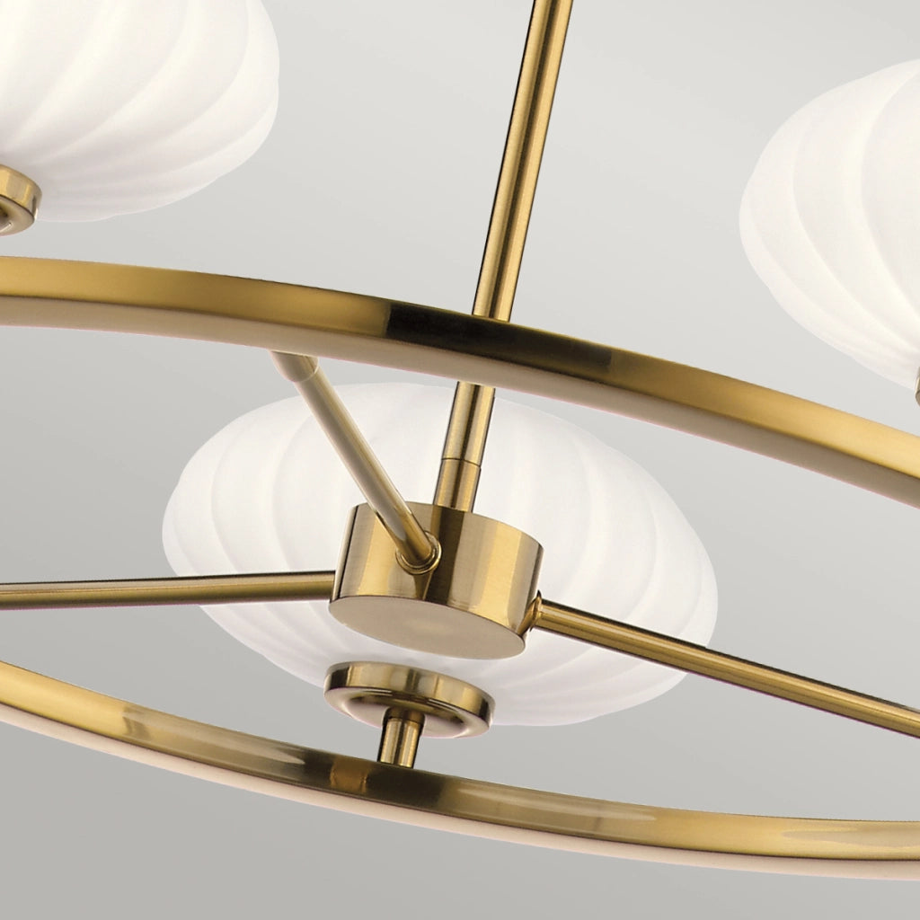 Lampadario Pim oro 5 luci G9 vetro opale Quintiesse