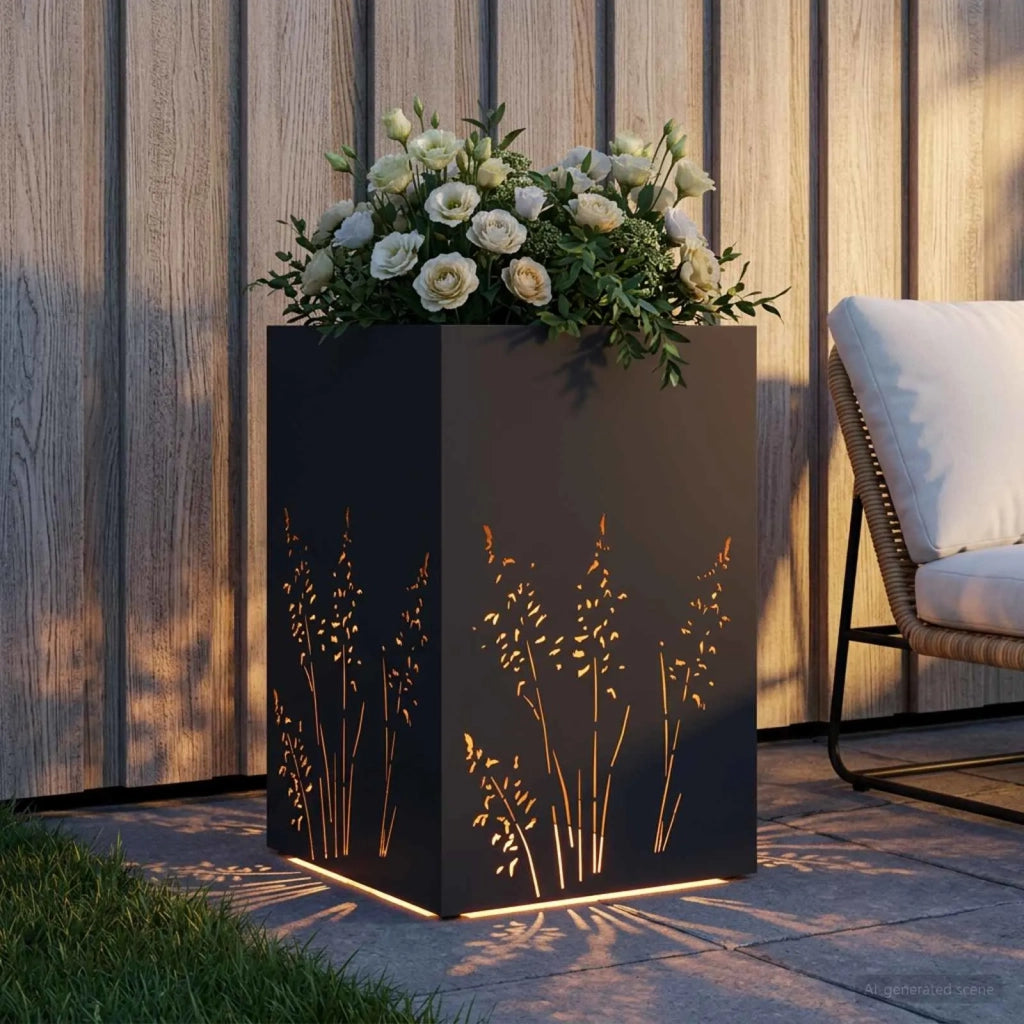 Vaso da giardino Nero 50 x 50 x 75 cm Acciaio laminato a freddo 8005764