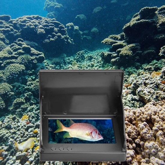 Display da 4,3 pollici ultrabuio + camera HD F-mount + camera subacquea con schermo IPS e portata di 15 metri, lente notturna infrarosso a 220° ultrawide con protezione acquatica, adatta per pesca al ghiaccio, pesca in laghi e lagune.