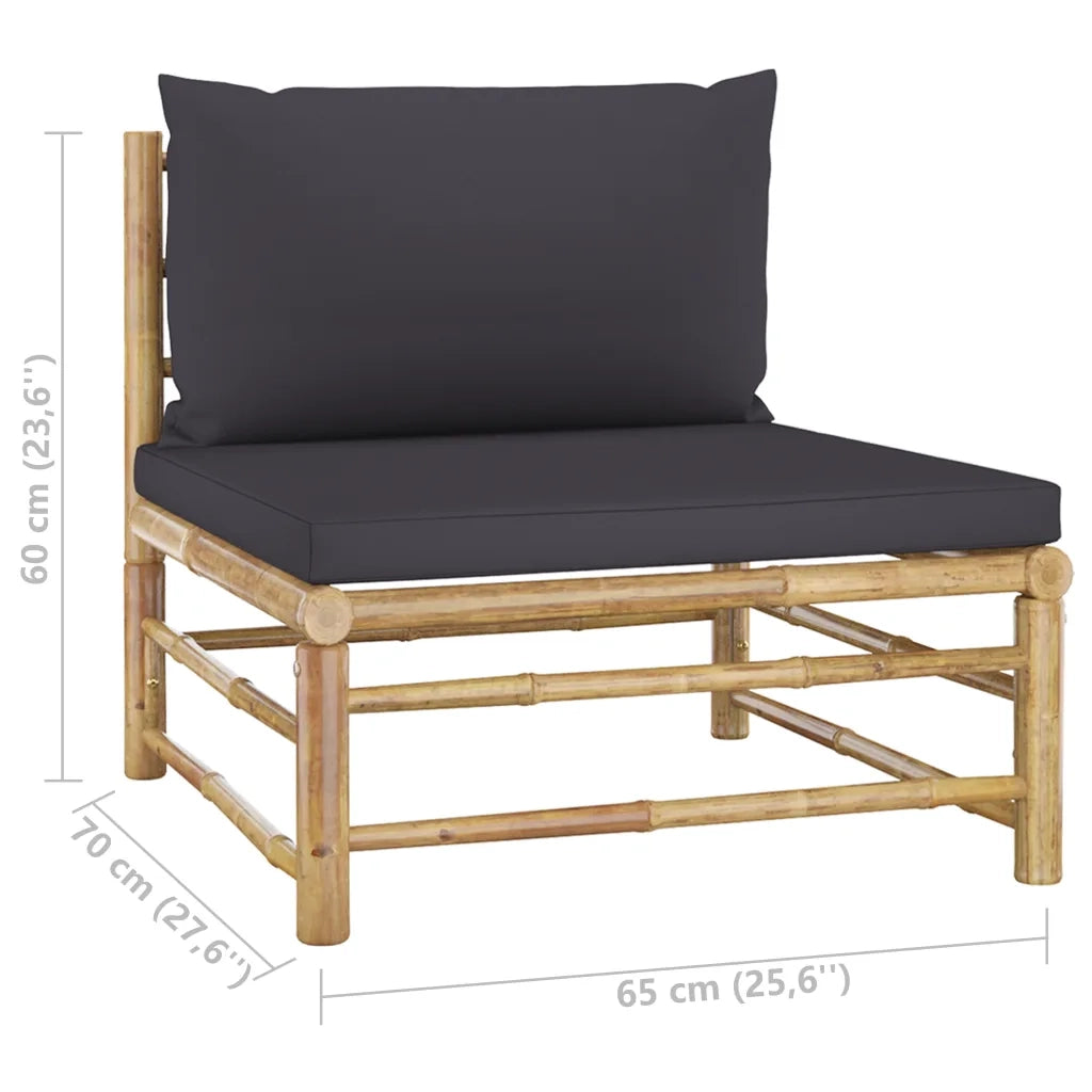 Set Divani da Giardino 5 pz con Cuscini Grigio Scuro in BambÃ¹ cod mxl 37889