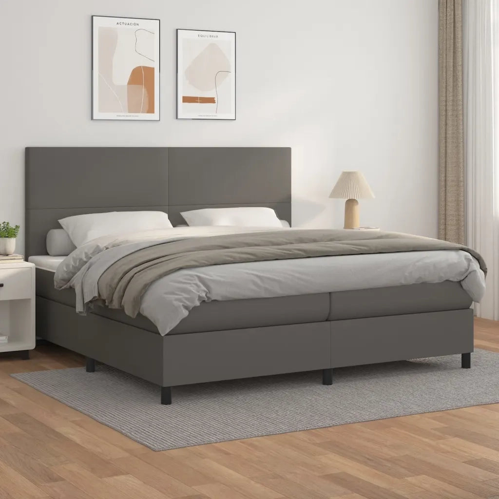 Giroletto a Molle con Materasso Grgio 200x200 cm in Similpelle cod mxl 60658