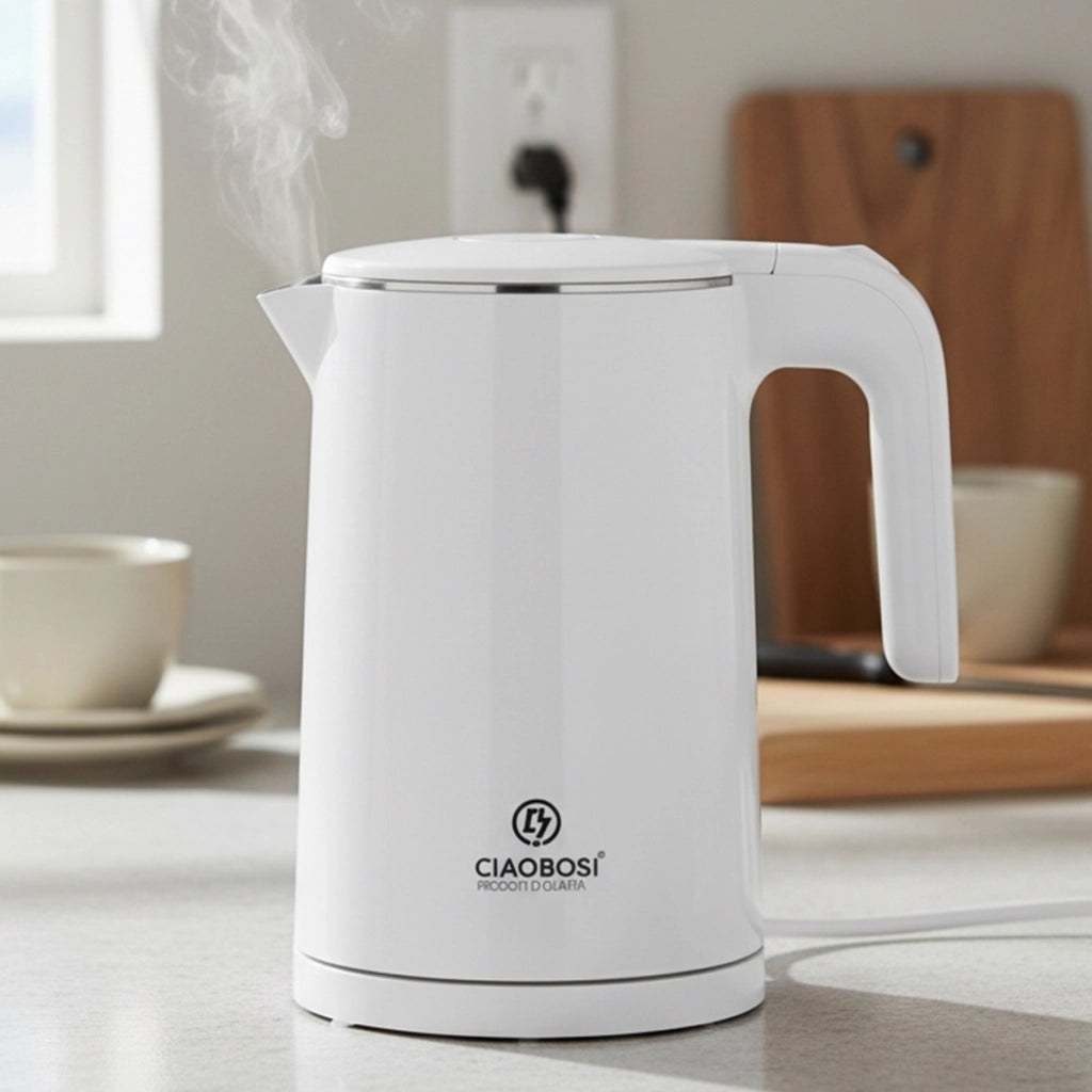 Bollitore Elettrico 0.9L 1500W con Spegnimento Automatico Riscaldamento Rapido Bianco Avizar
