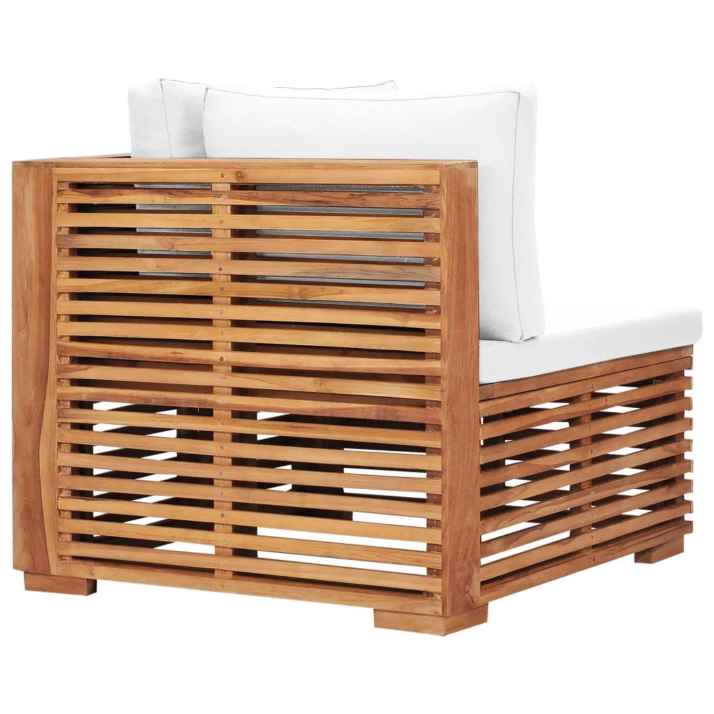 Divano Angolare da Giardino con Cuscino Crema Massello di Teak cod mxl 71891