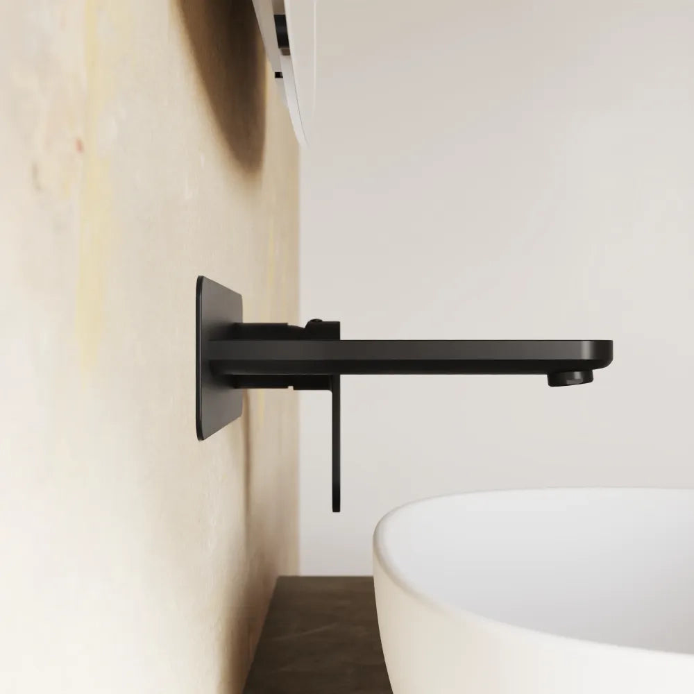 Miscelatore lavabo ad incasso placca squadrata nero opaco | Meryl