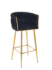 SGABELLO IN VELLUTO NERO CON STRUTTURA E PIEDI IN METALLO COLOR ORO MISURE: 44X47X98 CM