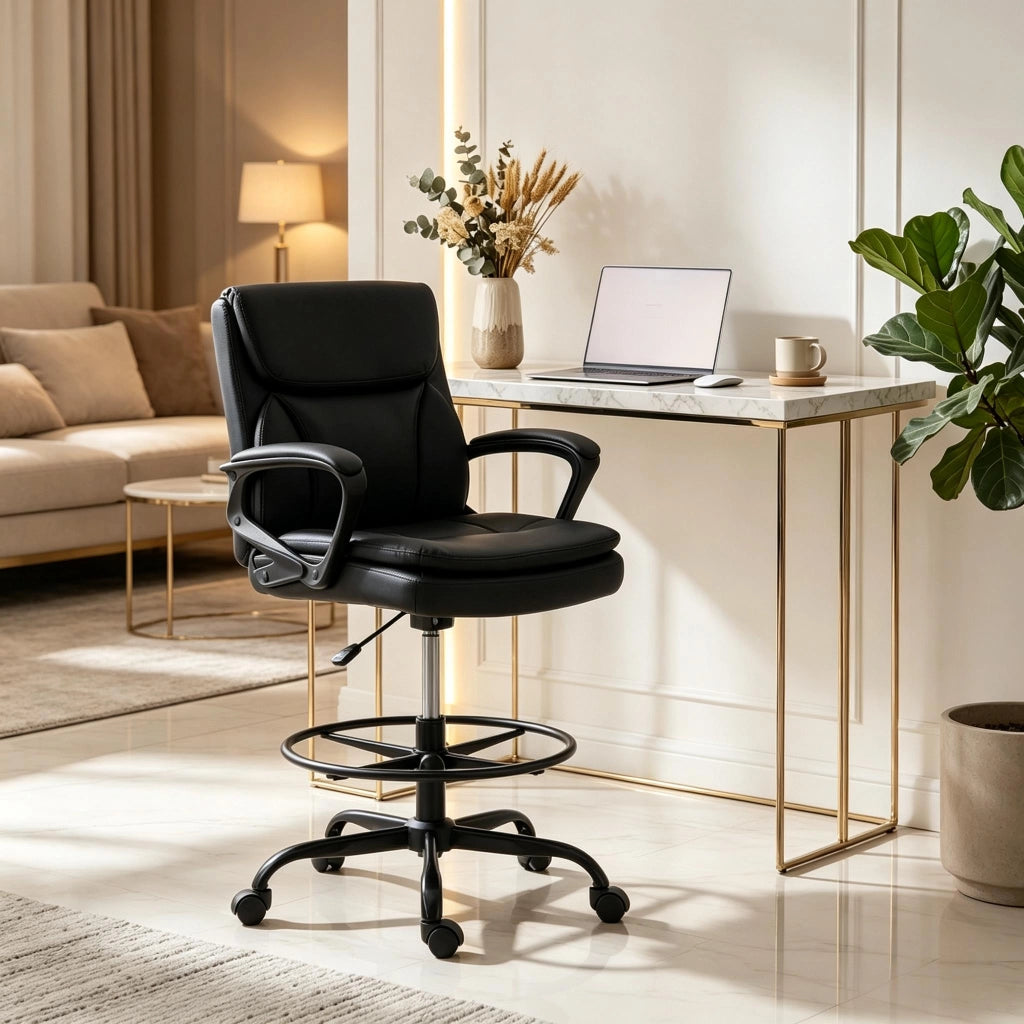 SEDIA DA UFFICIO GIREVOLE REGOLABILE 61x61x93-108 cm Nera