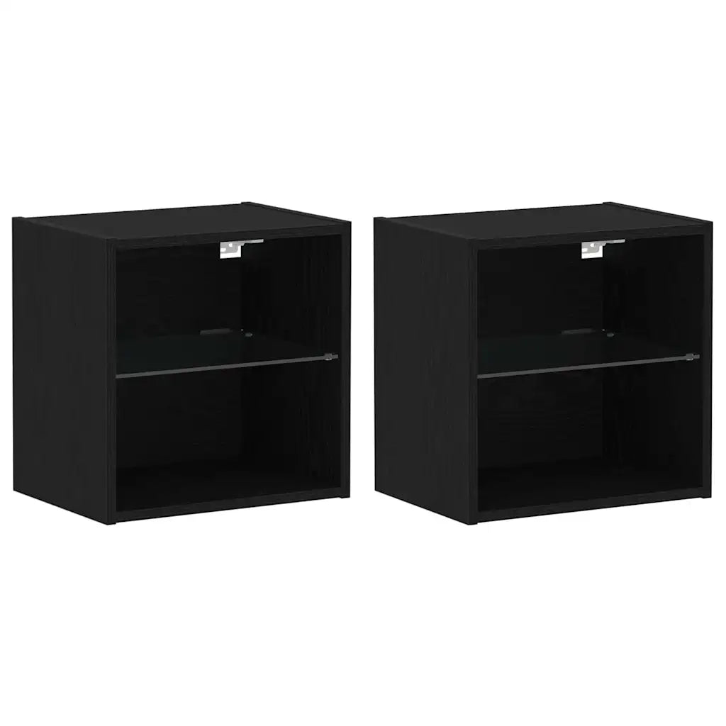 Mensola galleggiante con luce LED 2 pcs Nero 40 x 28,5 x 40 cm 863095