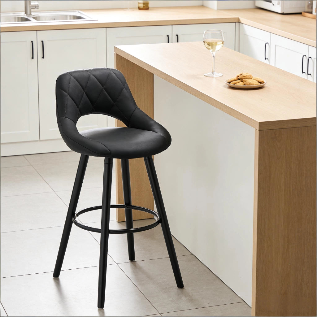 Sgabello bar con schienale, gambe in legno massello, colore antracite