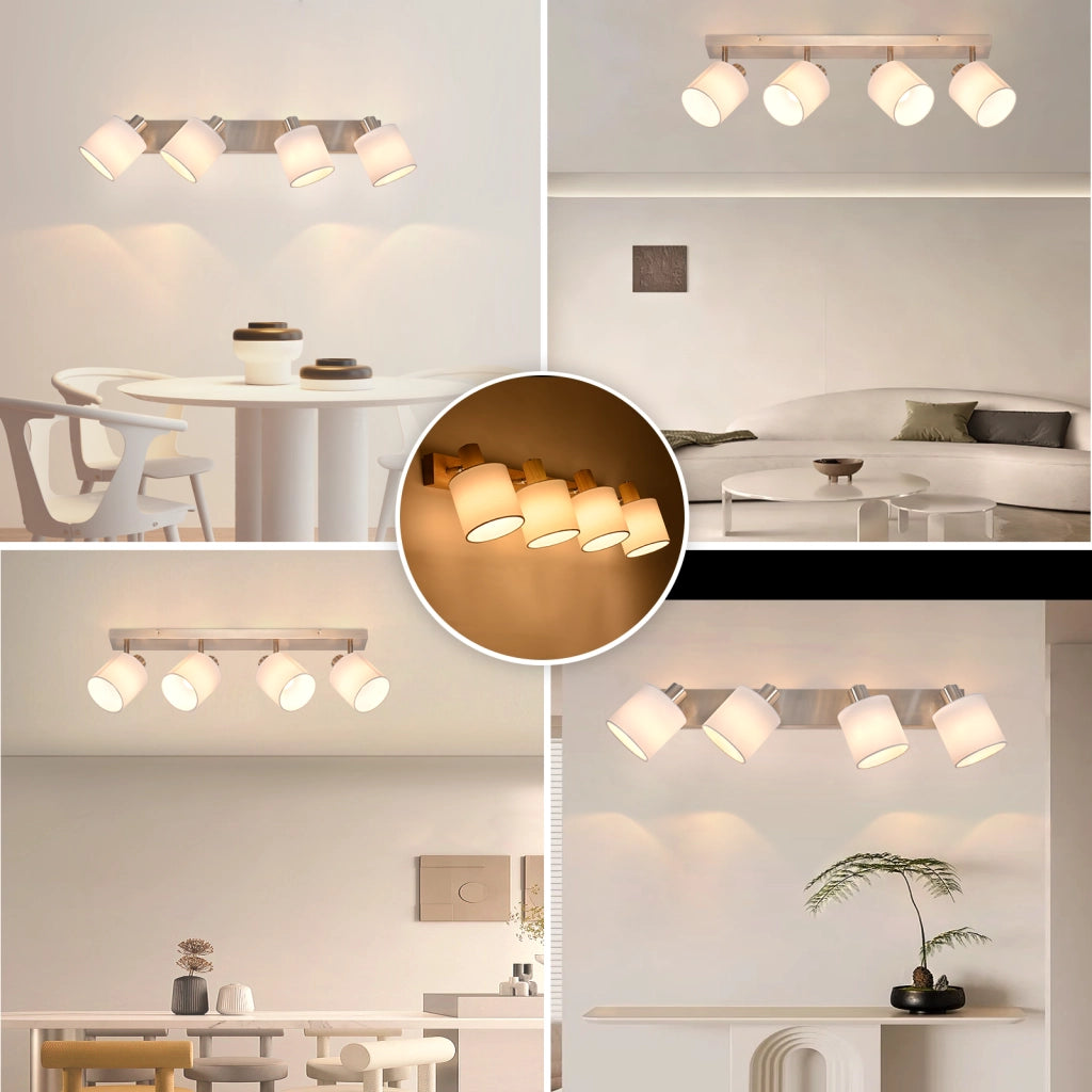ZMH Faretto da soffitto 4 luci argento E14 orientabili 350° moderno per cucina corridoio senza lampadina