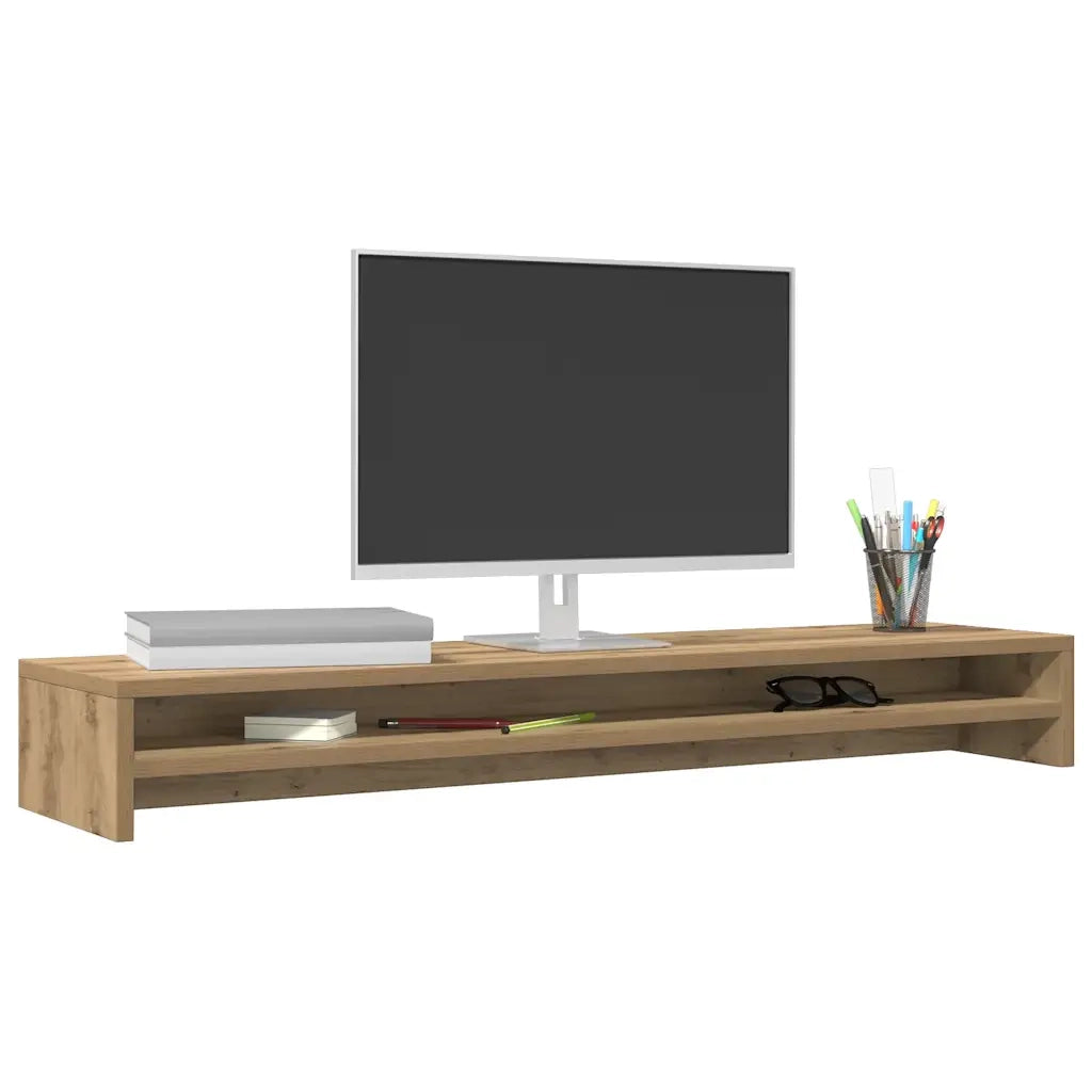 Supporto Monitor Rovere Artigianale 100x24x13 cm Multistrato