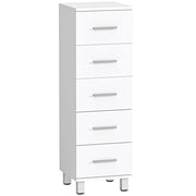 Cassettiera a 5 Cassetti 30x30x95 cm Piedini Regolabili in Legno FSC Bianco