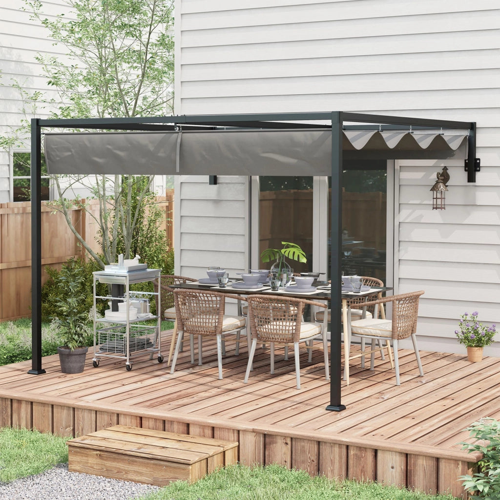Pergola Gazebo 3x4 m ¨C Xylo ¨C Acciaio Grigio con Tettuccio Retrattile