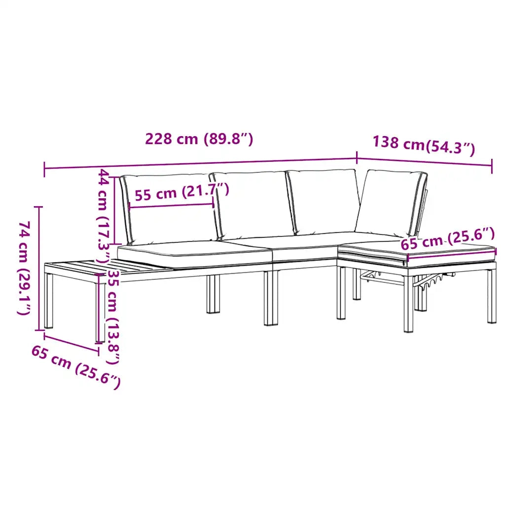 Set Divani da Giardino 3 pz con Cuscini in Alluminio Nero 3283680