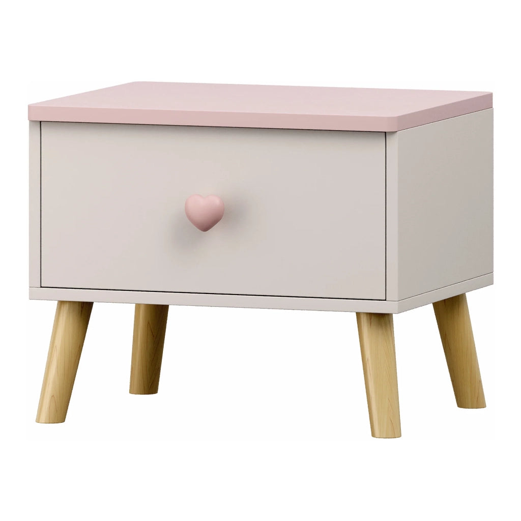 Comodino per bambini comodino cassettiera mobile contenitore 31 x 38 x 30 cm bianco e rosa 03_0011028