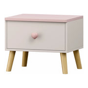 Comodino per bambini comodino cassettiera mobile contenitore 31 x 38 x 30 cm bianco e rosa 03_0011028