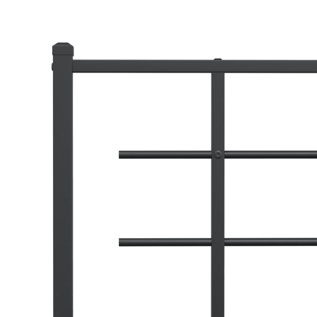 Giroletto con Testiera e Pediera Metallo Nero 75x190 cm 355569