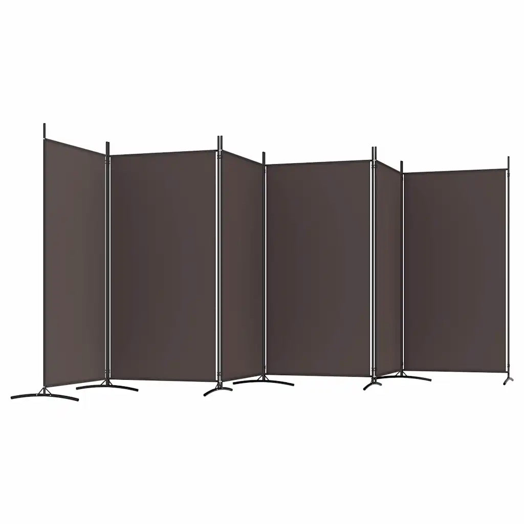 Divisorio a 6 Pannelli Marrone 520x180 cm in Tessuto 350271