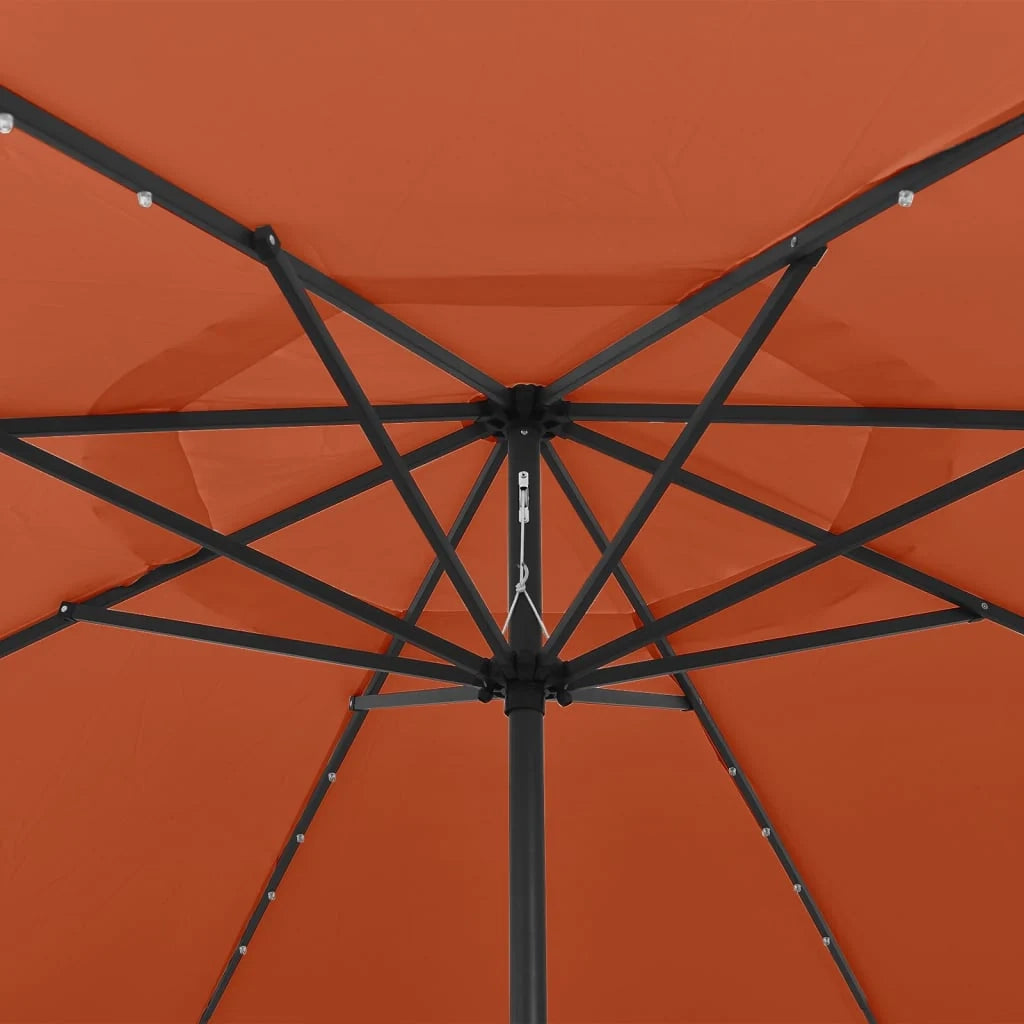 Ombrellone da esterno con LED e palo in metallo 400 cm arancione 02_0008185