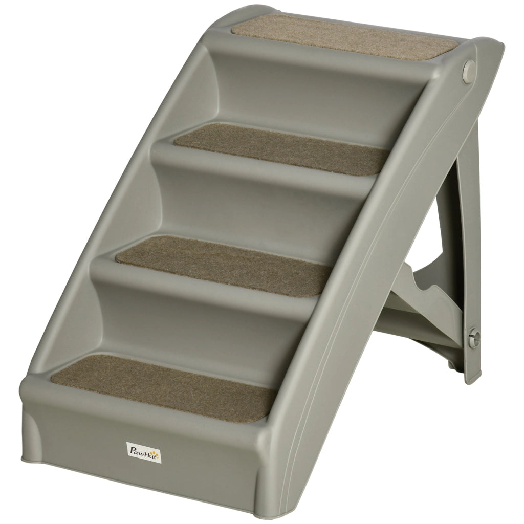 Scalino per Cani Gatti Portatile con Tappetino Antiscivolo ¨C Zephmum ¨C Grigio 62x38x49,5 cm