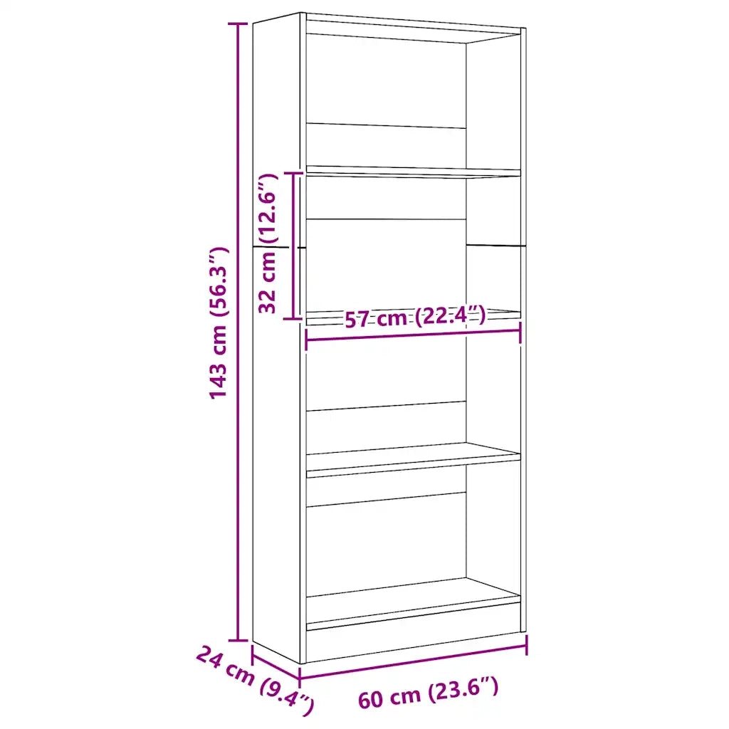 Libreria Rovere Artigianale 60x24x143 cm in Legno Multistrato