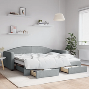 Divano Letto Estraibile Cassetti-Sofa Letto-Daybed Grigio Chiaro 90x200cm Tessuto 778721