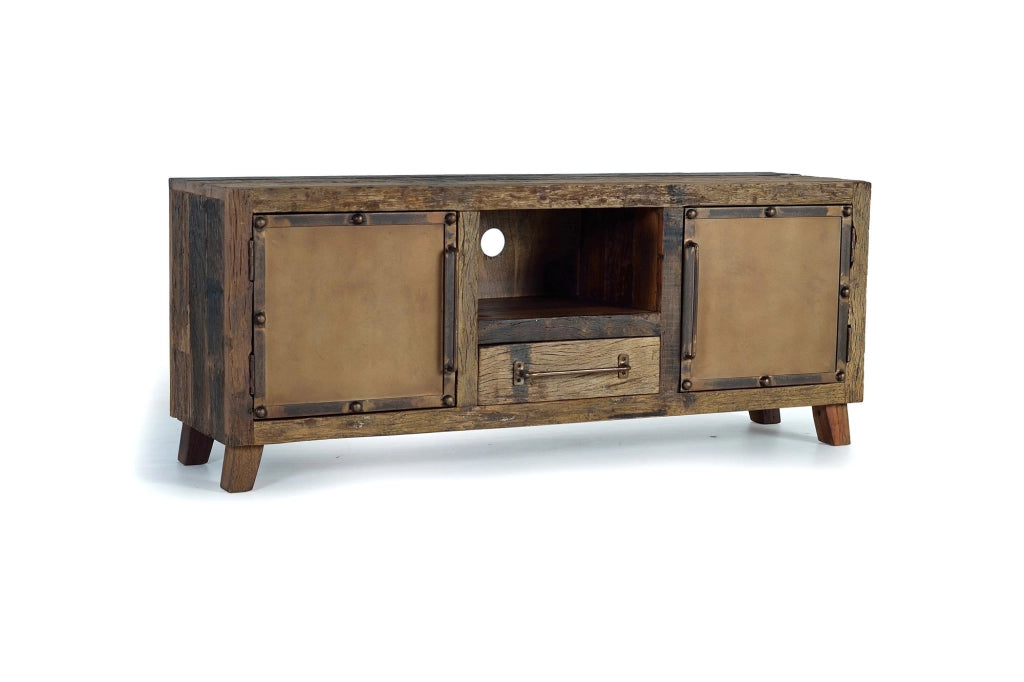 Mobiletto TV in legno di recupero e metallo