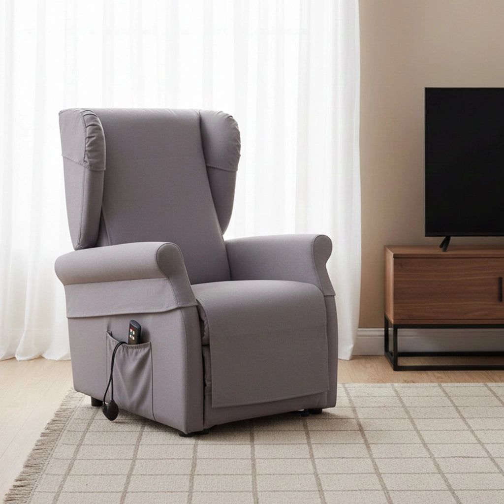Poltroncina Treia, Poltrona Sfoderabile Made in Italy, 75x84x107h cm Grigio Chiaro