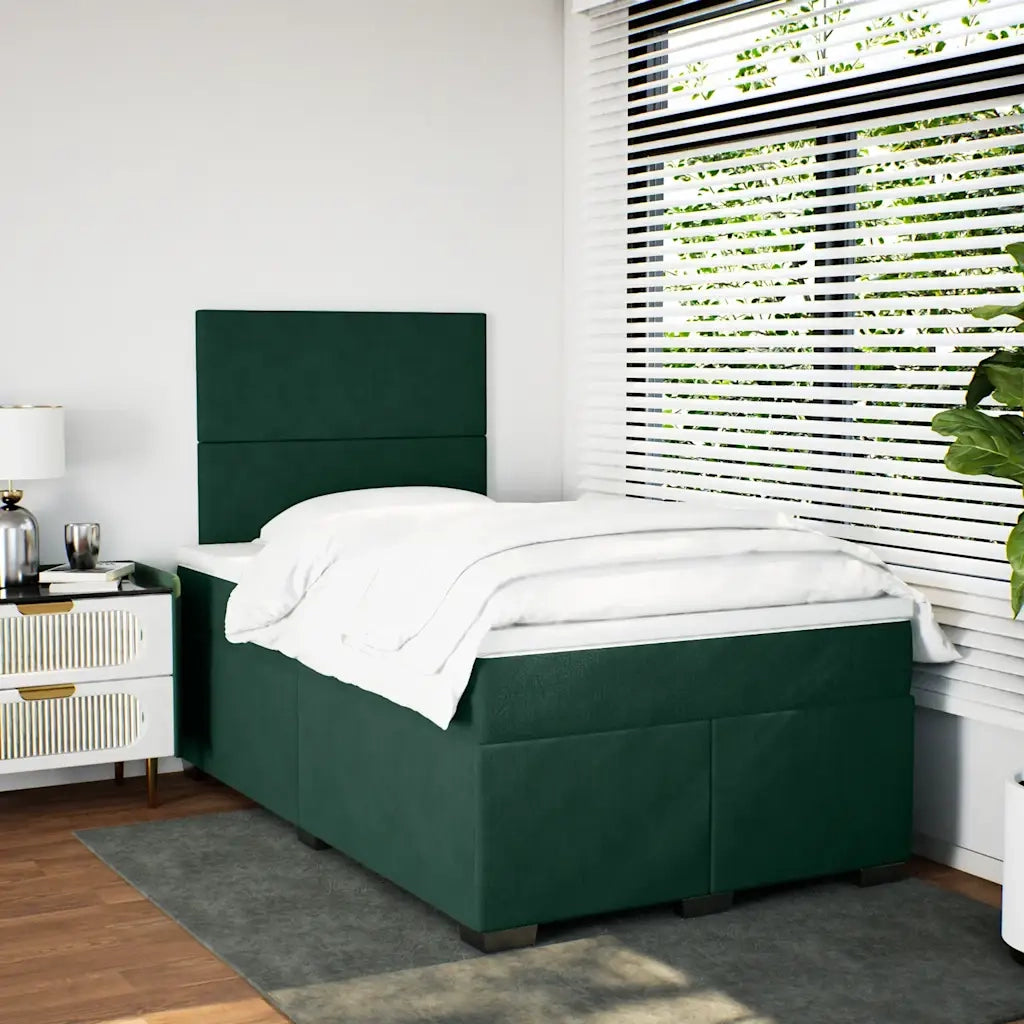 Giroletto a Molle con Materasso Verde Scuro 120x200 cm Velluto