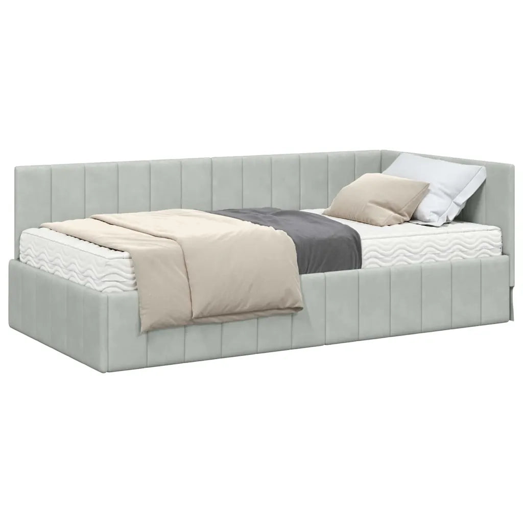 vidaXL Cornice del letto ad angolo Grigio chiaro 90 x 190 cm Velluto