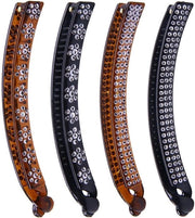 Set di 4 spille per capelli in plastica da 11 cm - Clip per capelli in forma di banana nera con diamante - Accessori per capelli di importazione giapponese e coreana