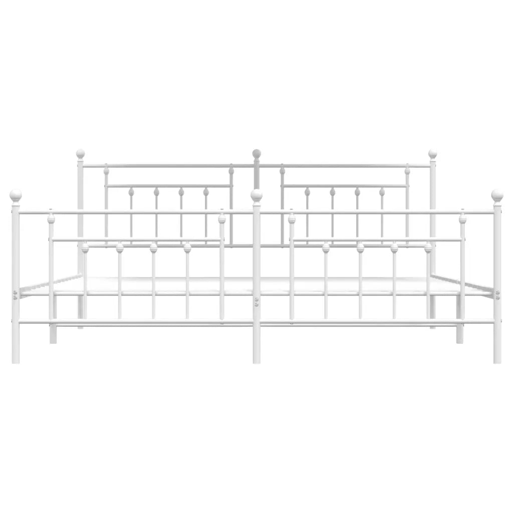 Giroletto con Testiera e Pediera-Struttura Letto Metallo Bianco 200x200 cm 164829