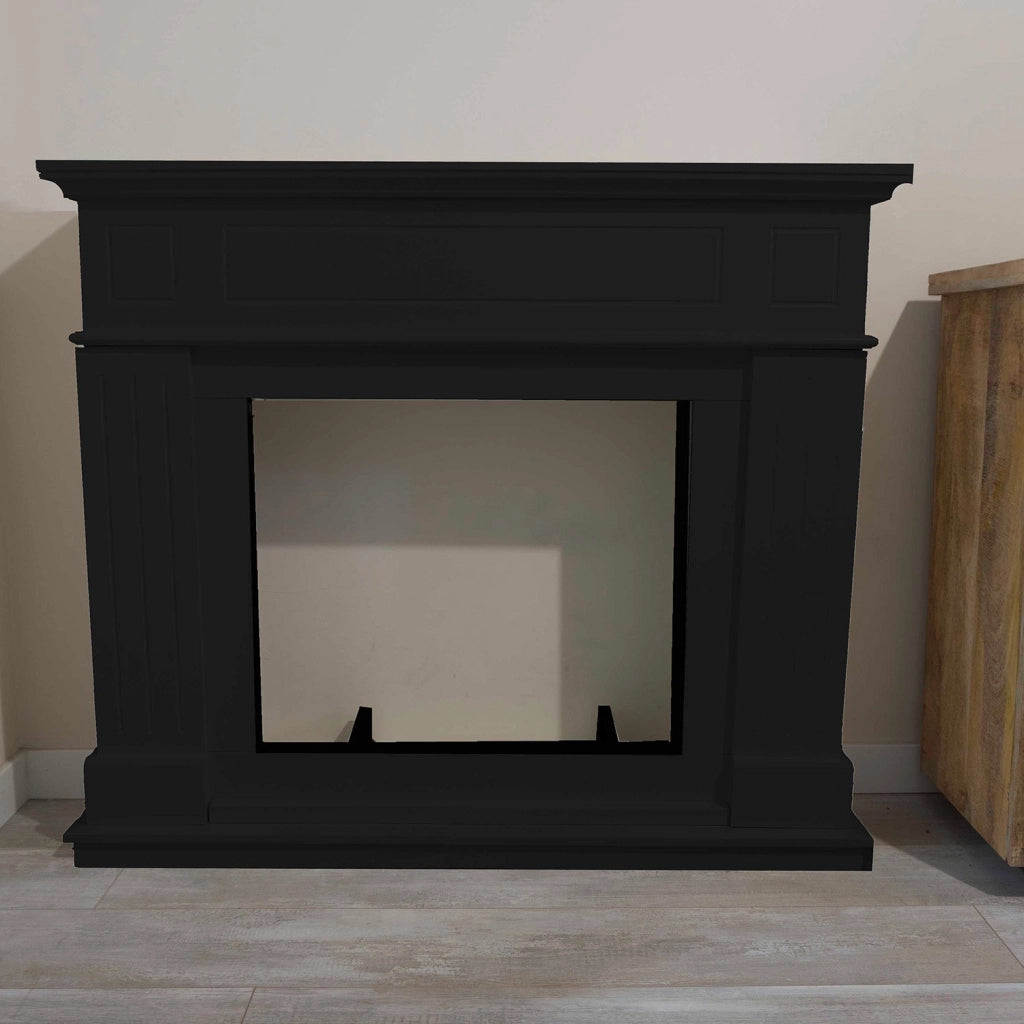 Cornice da Pavimento per Inserto Camino Elettrico 110x94,9x24,9 cm in MDF Sined Pienza Nero