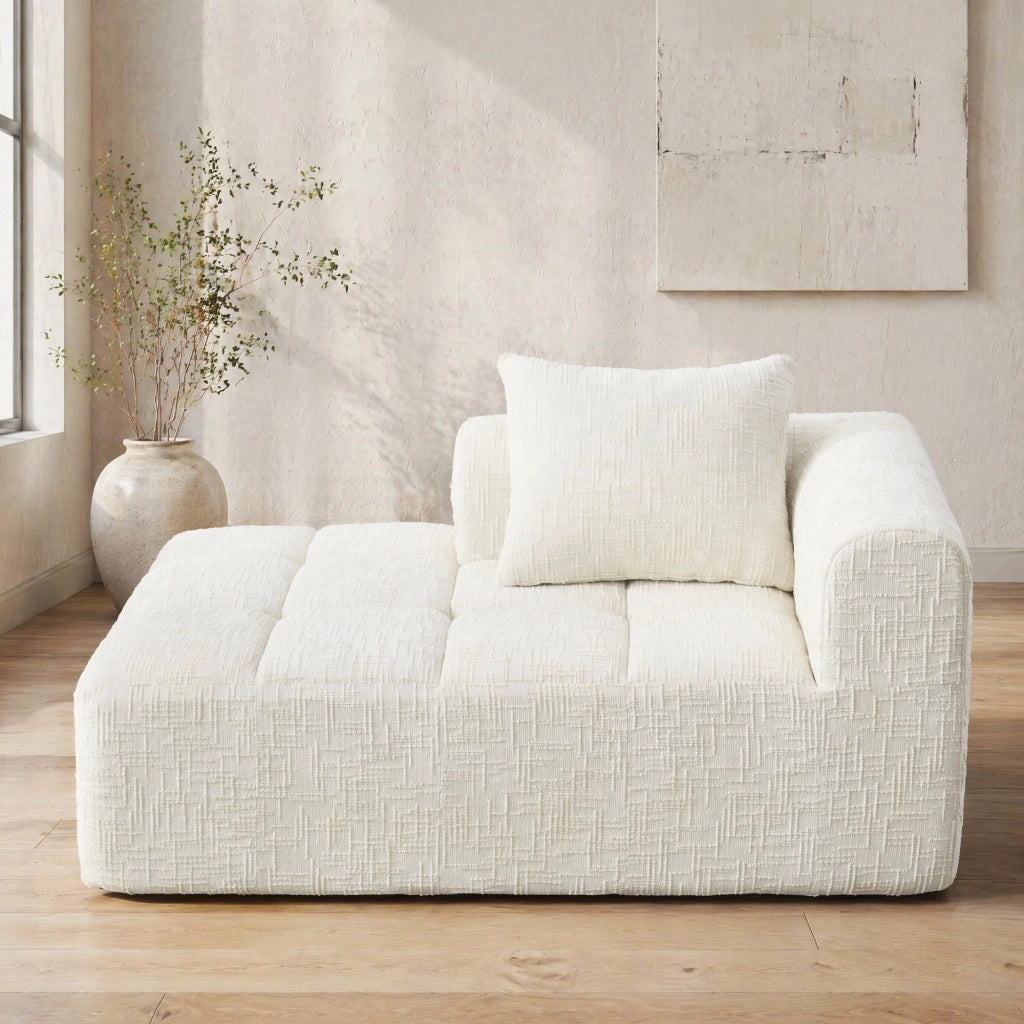 DIVANO Chaise Longue 158x90x60 cm Chenille Beige con cuscino