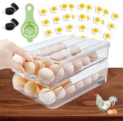 Eiertray per frigorifero - contenitore di deposito degli uova scorrevole riciclabile - piatti per frigorifero a doppia lastra - 36 griglie - organizzatore di uova automatico a rotazione - deposito degli uova - modo intelligente per conservare le uova