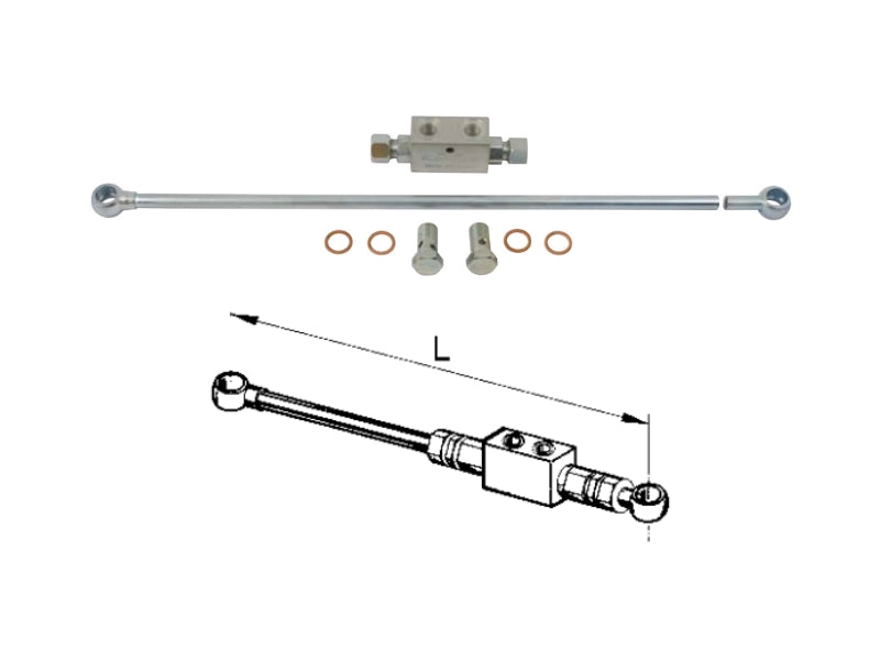 Valvola di blocco doppio effetto 3/8 gas lunghezza 500mm con tubi e raccordi