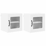 Pensile da cucina | Mobile in vetro da parete PORTO 2 pz Bianco 40 x 31 x 40 cm