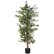 Pianta Finta di Ficus Alta 150cm, Decorazione per Interno ed Esterno con Vaso Incluso