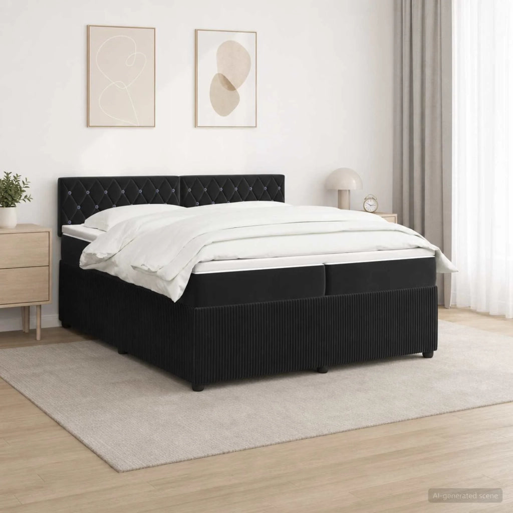 Letto box spring con materasso Nero 200 x 200 cm Velluto 3453205