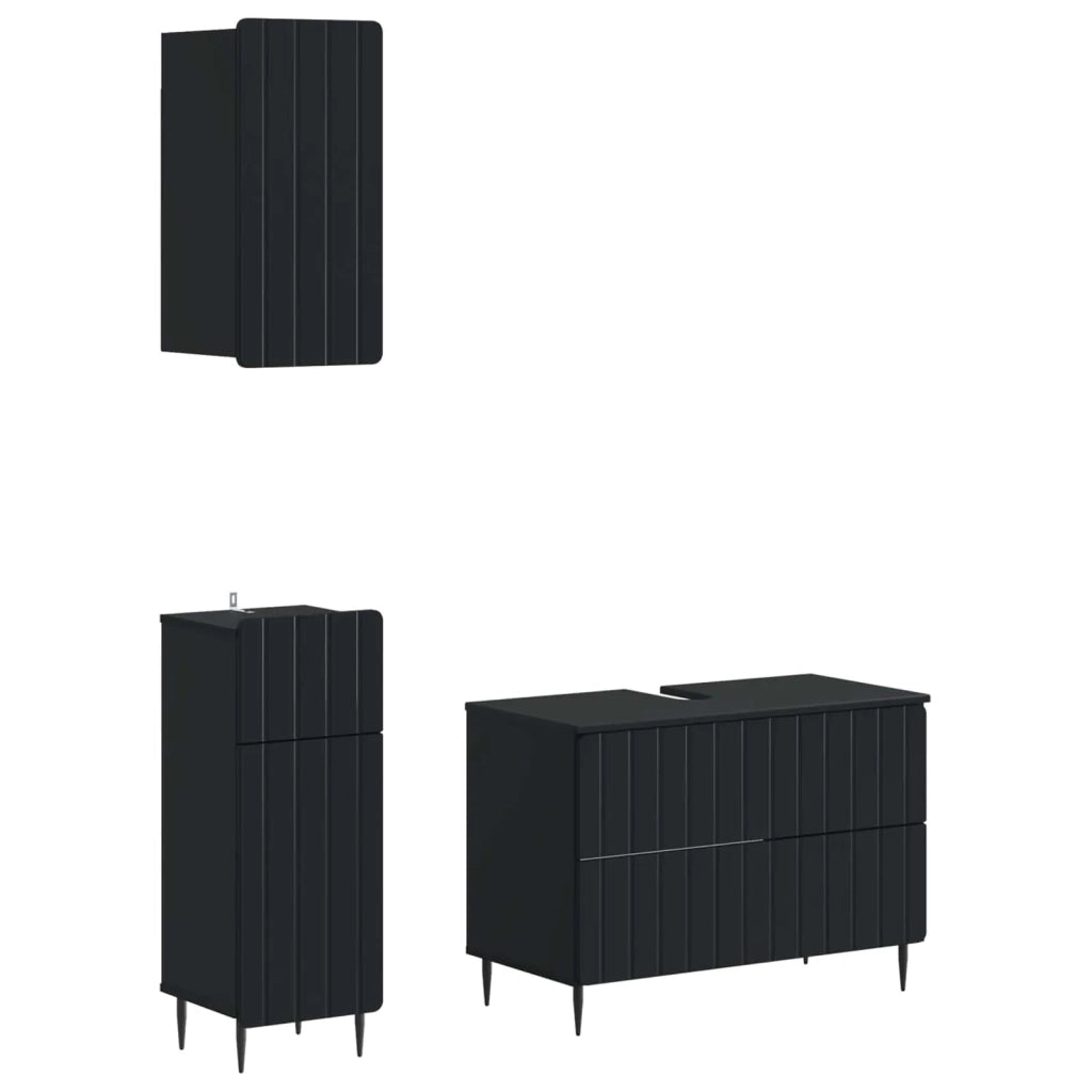 Set di armadietti da bagno in 3 pezzi ZWOLLE Nero 3417757